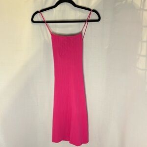 Zara Hot Pink Bodycon Midi Dress Medium Stretch
